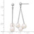 Sterling Silver Rhodium-plated 6-7mm Semi-Round White Freshwater Cultured 3-Pearl and Chain Dangle Post Earrings