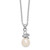 Sterling Silver Rhodium-plated 6-7mm White Button Freshwater Cultured Pearl and CZ 17 inch Necklace - QG-63E9B15F-7319