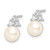 Sterling Silver Rhodium-plated 6-7mm White Button Freshwater Cultured Pearl and CZ Post Earrings - QE-4184AD0E-7618