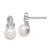 Sterling Silver Rhodium-plated 6-7mm White Button Freshwater Cultured Pearl and CZ Post Earrings - QE-BE5202C4-1532