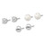 Sterling Silver Rhodium-plated 6-7mm White Button Freshwater Cultured Pearl, CZ and Stud Earrings Set