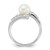 Sterling Silver Rhodium-plated 6-7mm White Freshwater Cultured Pearl and CZ Bypass Ring - QR-4AD04DB7-1023