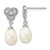 Sterling Silver Rhodium-plated 6-7mm White Rice Freshwater Cultured Pearl Knot Post Dangle Earrings