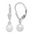 Sterling Silver Rhodium-plated 6-7mm White Round Freshwater Cultured Pearl Leverback Dangle Earrings - QE-8579BA1B-4592