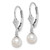 Sterling Silver Rhodium-plated 6-7mm White Round Freshwater Cultured Pearl Leverback Dangle Earrings - QE-88C8C2B7-8484