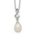 Sterling Silver Rhodium-plated 6-7mm White Teardrop Freshwater Cultured Pearl and CZ 17 inch Necklace
