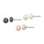Sterling Silver Rhodium-plated 6-7mm White, Black and Pink Button Freshwater Cultured Pearl Set of 3 Post Earrings