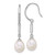 Sterling Silver Rhodium-plated 6-8mm Teardrop White Freshwater Cultured Pearl and CZ Dangle Shepherd Hook Earrings