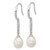 Sterling Silver Rhodium-plated 6-8mm Teardrop White Freshwater Cultured Pearl and CZ Dangle Shepherd Hook Earrings