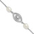 Sterling Silver Rhodium-plated 6-8mm Teardrop White Freshwater Cultured Pearl and CZ Evil Eye 7 inch with 1 inch Extender Bracelet