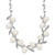 Sterling Silver Rhodium-plated 6-8mm Teardrop White Freshwater Cultured Pearl and CZ Leaf 17 inch Necklace