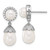 Sterling Silver Rhodium-plated 6-8mm White Rice and Button Freshwater Cultured Pearl and CZ Post Dangle Earrings