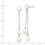 Sterling Silver Rhodium-plated 6-9mm White Rice and Button Freshwater Cultured 3-Pearl Post Dangle Earrings