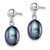 Sterling Silver Rhodium-plated 7-8mm Black Rice Freshwater Cultured Pearl Post Dangle Earrings