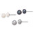 Sterling Silver Rhodium-plated 7-8mm Button White/Grey/Black Freshwater Cultured Pearl 3-Pair Boxed Post Earring Set