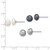 Sterling Silver Rhodium-plated 7-8mm Button White/Grey/Black Freshwater Cultured Pearl 3-Pair Boxed Post Earring Set