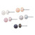 Sterling Silver Rhodium-plated 7-8mm Button White/Pink/Peach/Grey/Black Freshwater Cultured Pearl 5-Pair Boxed Earring Set