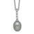 Sterling Silver Rhodium-plated 7-8mm Grey Teardrop Freshwater Cultured Pearl and CZ 17 inch Necklace