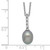 Sterling Silver Rhodium-plated 7-8mm Grey Teardrop Freshwater Cultured Pearl and CZ 17 inch Necklace