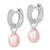 Sterling Silver Rhodium-plated 7-8mm Pink and White Rice Freshwater Cultured Pearl and CZ Interchangeable Post Earrings Set