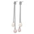 Sterling Silver Rhodium-plated 7-8mm Pink and White Teardrop Freshwater Cultured Pearl Knot 18 inch Necklace and Post Dangle Earrings Set
