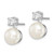 Sterling Silver Rhodium-plated 7-8mm White Button Freshwater Cultured Pearl and CZ Post Earrings - QE-CA8D5068-8780
