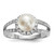 Sterling Silver Rhodium-plated 7-8mm White Button Freshwater Cultured Pearl and CZ Ring - QR-5E683E3A-9887