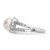 Sterling Silver Rhodium-plated 7-8mm White Button Freshwater Cultured Pearl and CZ Ring - QR-5E683E3A-9887