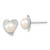 Sterling Silver Rhodium-plated 7-8mm White Button Freshwater Cultured Pearl Heart Post Earrings