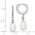 Sterling Silver Rhodium-plated 7-8mm White Freshwater Cultured Pearl and CZ Hoop Dangle Earrings