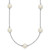 Sterling Silver Rhodium-plated 7-8mm White Near-Round Freshwater Cultured Pearl 9-Stations18 inch Necklace