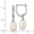 Sterling Silver Rhodium-plated 7-8mm White Rice Freshwater Cultured Pearl and CZ Hoop Dangle Earring