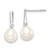 Sterling Silver Rhodium-plated 7-8mm White Rice Freshwater Cultured Pearl and CZ Post Dangle Earrings - QE-26422B43-7268