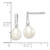 Sterling Silver Rhodium-plated 7-8mm White Rice Freshwater Cultured Pearl and CZ Post Dangle Earrings - QE-26422B43-7268