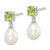 Sterling Silver Rhodium-plated 7-8mm White Teardrop Freshwater Cultured Pearl and 1.12PE Peridot Post Dangle Earrings