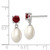 Sterling Silver Rhodium-plated 7-8mm White Teardrop Freshwater Cultured Pearl and 1.26GA Garnet Post Dangle Earrings