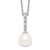 Sterling Silver Rhodium-plated 7-8mm White Teardrop Freshwater Cultured Pearl and CZ 17 inch Necklace