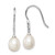 Sterling Silver Rhodium-plated 7-8mm White Teardrop Freshwater Cultured Pearl and CZ Dangle Earrings - QE-0544C8A9-9435