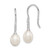 Sterling Silver Rhodium-plated 7-8mm White Teardrop Freshwater Cultured Pearl and CZ Dangle Earrings - QE-3CE0E4E5-1767