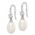 Sterling Silver Rhodium-plated 7-8mm White Teardrop Freshwater Cultured Pearl and CZ Dangle Earrings - QE-856655F0-7703