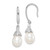 Sterling Silver Rhodium-plated 7-8mm White Teardrop Freshwater Cultured Pearl and CZ Dangle Earrings - QE-C23DFC05-7186