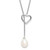 Sterling Silver Rhodium-plated 7-8mm White Teardrop Freshwater Cultured Pearl Heart 20 inch Necklace