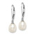 Sterling Silver Rhodium-plated 7-8mm White Teardrop Freshwater Cultured Pearl Leverback Dangle Earrings