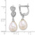 Sterling Silver Rhodium-plated 7-9mm Teardrop White Freshwater Cultured Pearl and CZ Hearts Dangle Earrings