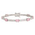 Sterling Silver Rhodium-plated 7inch Pink and Clear CZ Bracelet