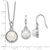 Sterling Silver Rhodium-plated 8-10mm Button White Freshwater Cultured Pearl and CZ 17 inch Necklace and Dangle Shepherd Hook Earring Set