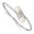 Sterling Silver Rhodium-plated 8-10mm Teardrop White Freshwater Cultured Pearl and CZ Hinged Bangle