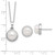 Sterling Silver Rhodium-plated 8-9.5mm White Button Freshwater Cultured Pearl and CZ 17 inch Necklace and Post Earrings Set