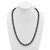 Sterling Silver Rhodium-plated 8-9mm Black Near-Round Freshwater Cultured Pearl 28 inch Necklace