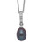 Sterling Silver Rhodium-plated 8-9mm Black Teardrop Freshwater Cultured Pearl and CZ 17 inch Necklace - QH-112DE61F-8295